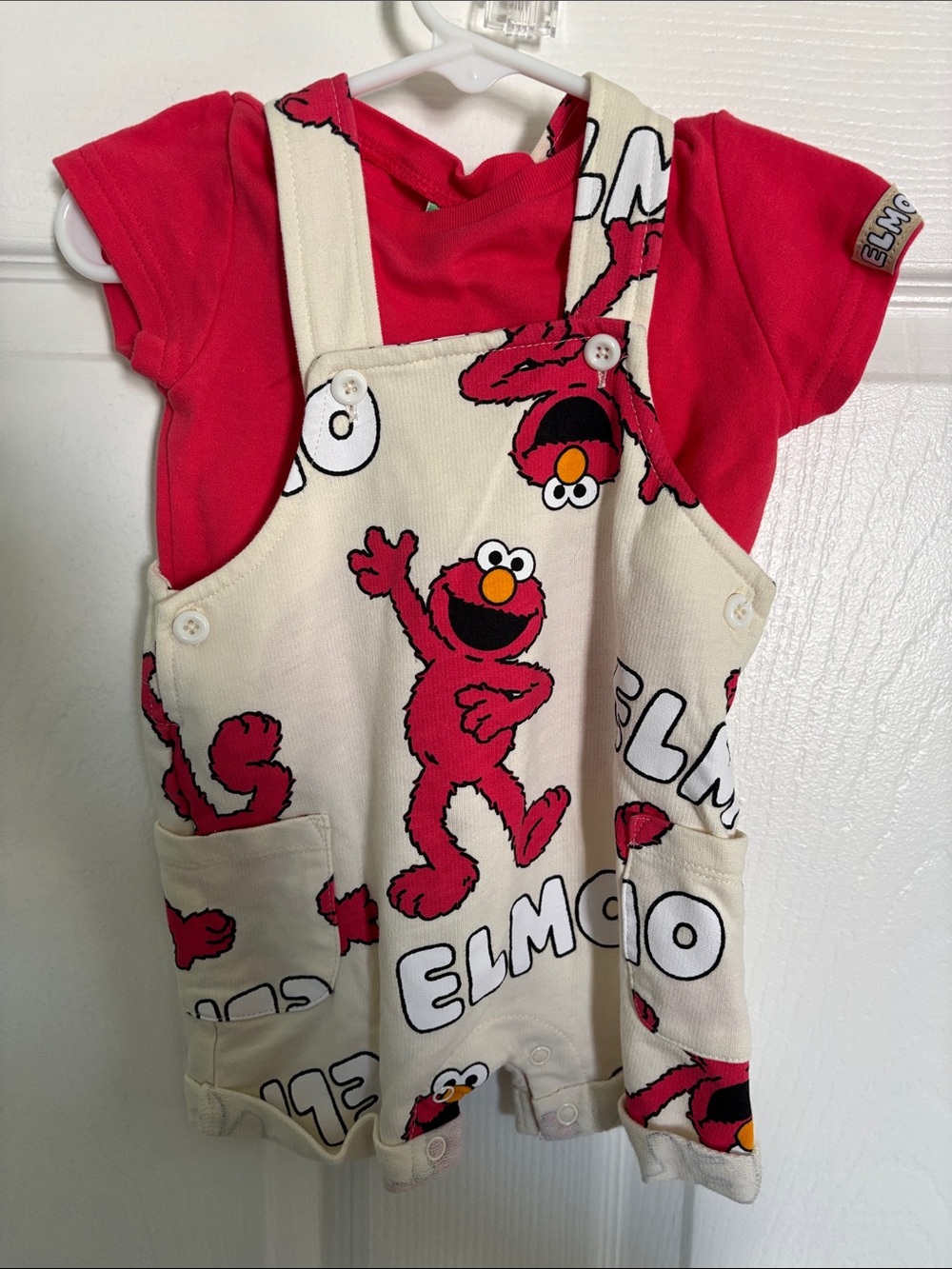 Sesame Street Elmo Graphic Overalls with Red Tee